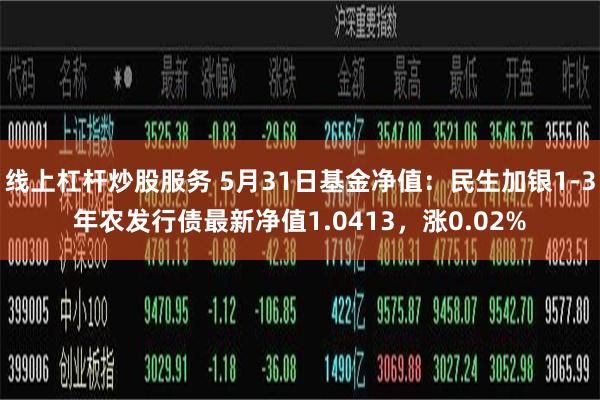 线上杠杆炒股服务 5月31日基金净值：民生加银1-3年农发行债最新净值1.0413，涨0.02%