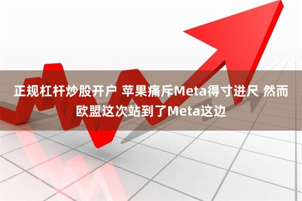 正规杠杆炒股开户 苹果痛斥Meta得寸进尺 然而欧盟这次站到了Meta这边